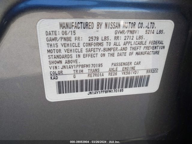 JN1AY1PP8FM170195 Infiniti Q70l 5.6