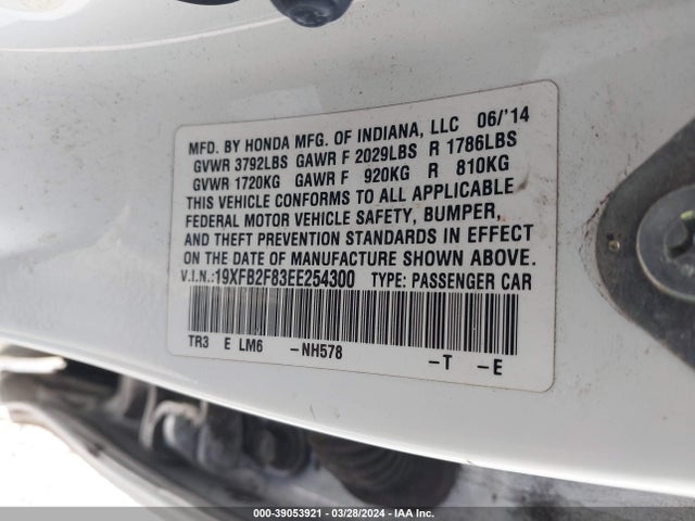 Honda CIVIC EX 2014 19XFB2F83EE254300 Image 9