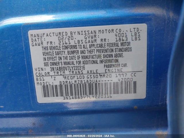 Nissan Sentra Sr Xtronic Cvt 2020 3N1AB8DV7LY220316 Image 9