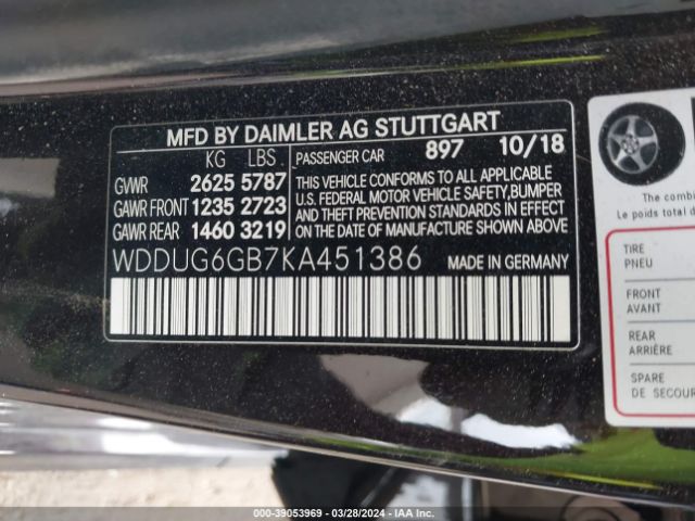 WDDUG6GB7KA451386 Mercedes-Benz S 450