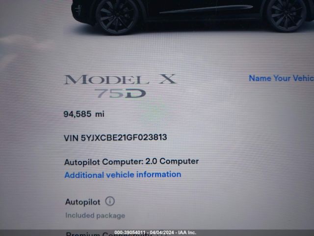 5YJXCBE21GF023813 Tesla Model X 60d/70d/75d/90d/p100d