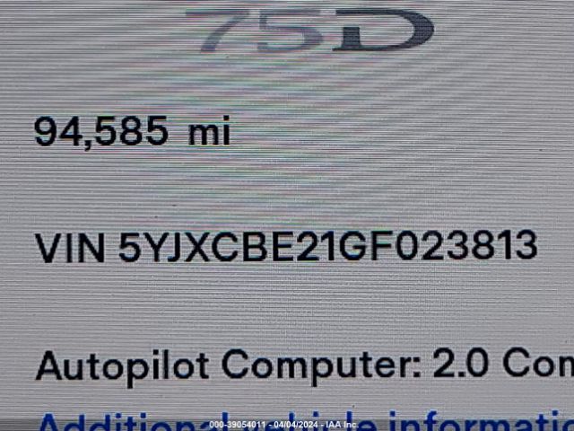 5YJXCBE21GF023813 Tesla Model X 60d/70d/75d/90d/p100d