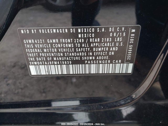 3VWD07AJ9FM419839 Volkswagen Jetta 1.8t Se