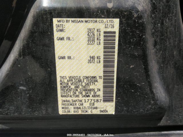 1N4AL3AP7HC177587 Nissan Altima 2.5 Sv