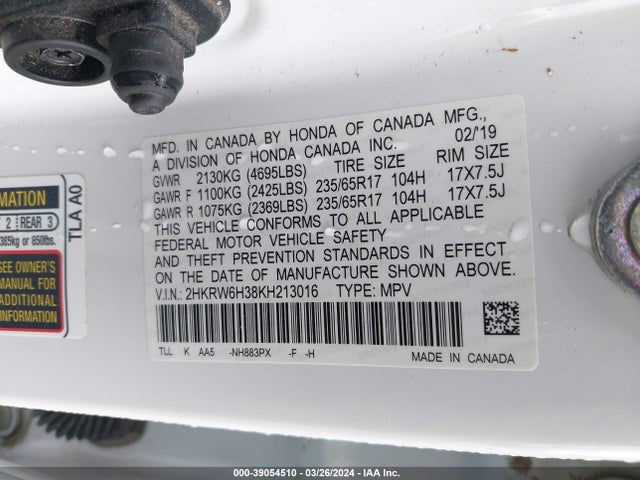 Honda CR-V LX 2019 2HKRW6H38KH213016 Image 9