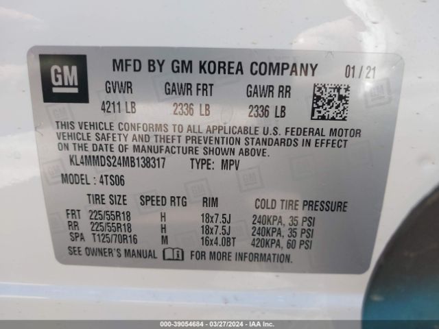 KL4MMDS24MB138317 Buick Encore Gx Fwd Select