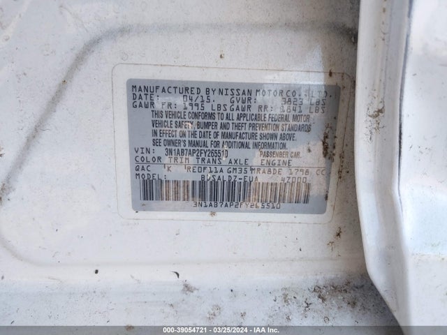 Nissan SENTRA SV 2015 3N1AB7AP2FY265510 Image 9