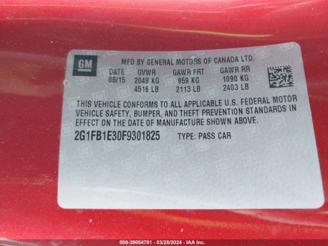 2G1FB1E30F9301825 Chevrolet Camaro 2ls