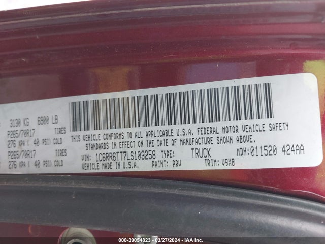 RAM 1500 Classic Slt  4x2 6'4 Box 2020 1C6RR6TT7LS103258 Image 9