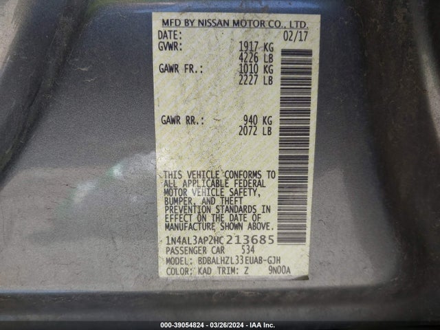Nissan Altima 2.5 Sr 2017 1N4AL3AP2HC213685 Image 9