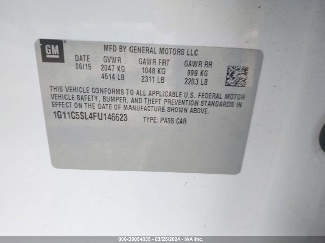 Chevrolet MALIBU 1LT 2015 1G11C5SL4FU146623 Image 9