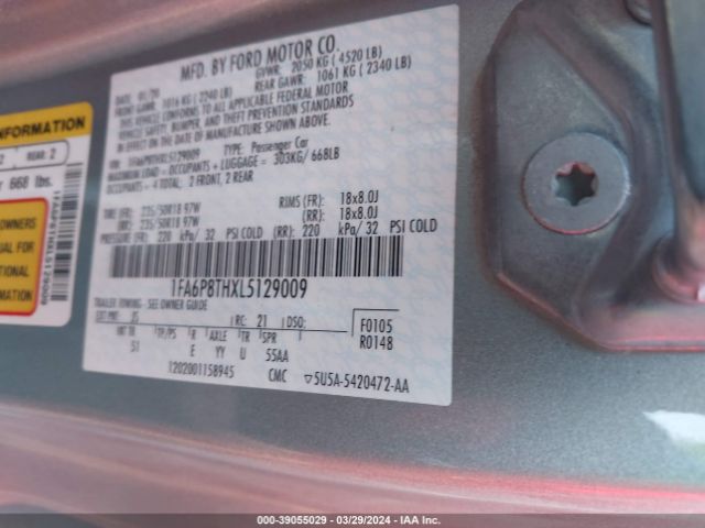 2020 FORD MUSTANG 1FA6P8THXL5129009 Photo 8