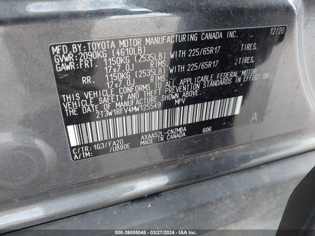 Toyota Rav4 Xle 2021 2T3W1RFV4MW125549 Image 9