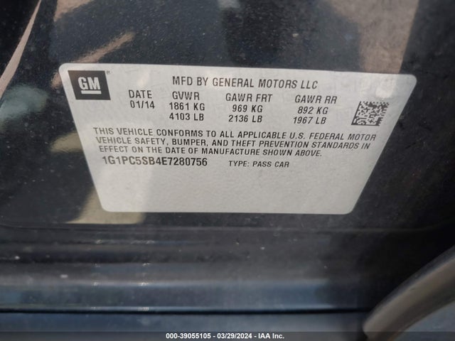 Chevrolet Cruze 1lt Auto 2014 1G1PC5SB4E7280756 Image 9