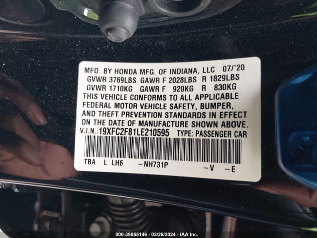 Honda Civic Sport 2020 19XFC2F81LE210595 Image 9