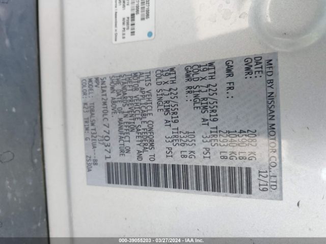 5N1AT2MT0LC770371 Nissan Rogue Sl Fwd