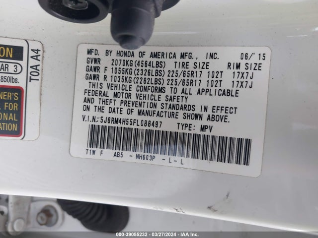 Honda CR-V EX 2015 5J6RM4H55FL088497 Image 9