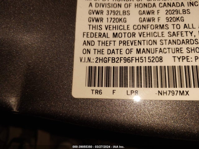 Honda Civic Ex-l 2015 2HGFB2F96FH515208 Image 9