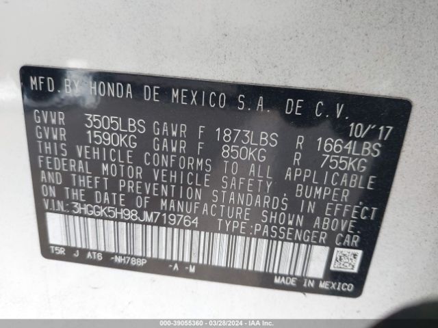 3HGGK5H98JM719764 Honda Fit Ex-l