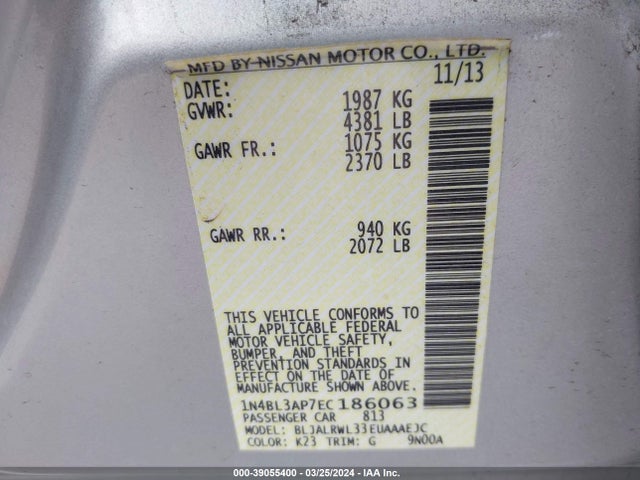 Nissan Altima 3.5 S 2014 1N4BL3AP7EC186063 Image 9