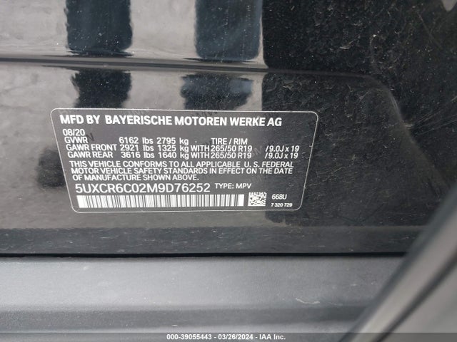 BMW X5 Xdrive40i 2021 5UXCR6C02M9D76252 Image 9