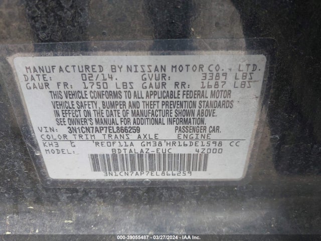 Nissan Versa 1.6 S+ 2014 3N1CN7AP7EL866259 Image 9