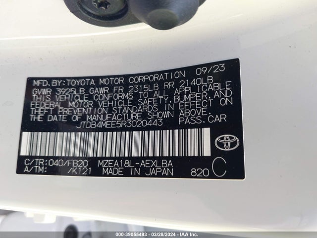 Toyota COROLLA LE 2024 JTDB4MEE5R3020443 Image 9