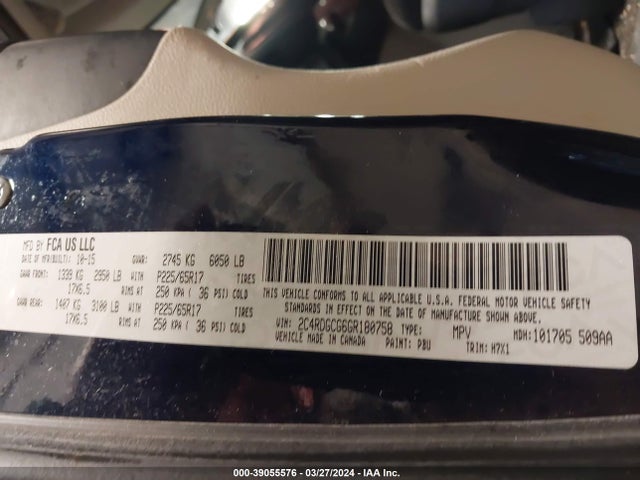 Dodge Grand Caravan Sxt 2016 2C4RDGCG6GR180758 Image 9