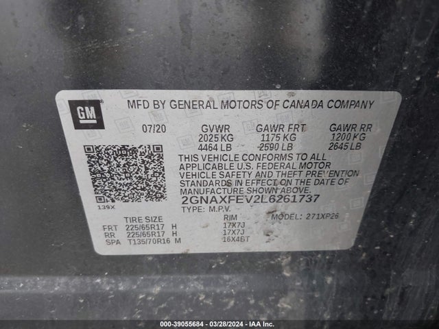 Chevrolet Equinox Fwd 1fl 2020 2GNAXFEV2L6261737 Image 9