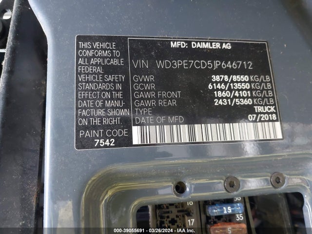 WD3PE7CD5JP646712 Mercedes-Benz Sprinter 2500 Standard Roof V6