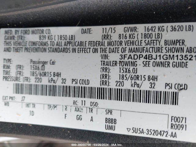 Ford FIESTA SE 2016 3FADP4BJ1GM135219 Image 9