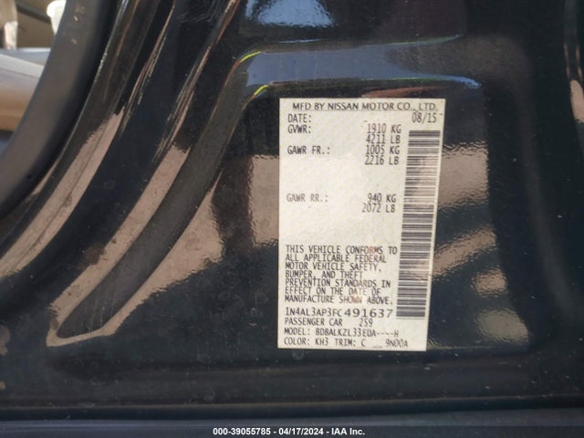 Nissan Altima 2.5 Sv 2015 1N4AL3AP3FC491637 Image 9