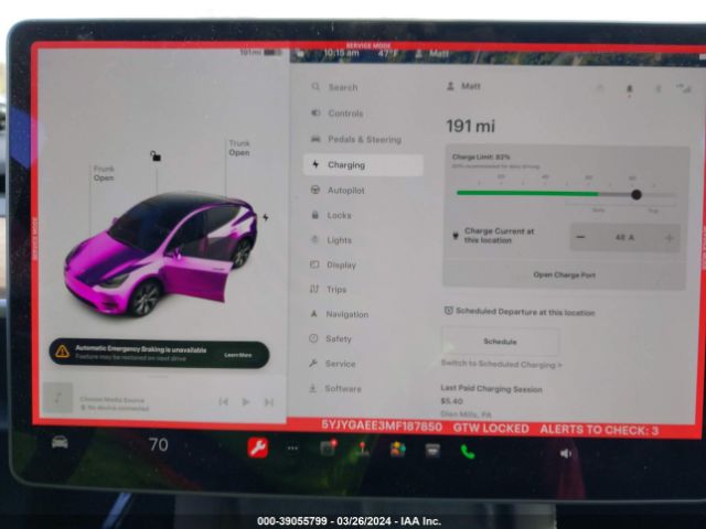 5YJYGAEE3MF187850 Tesla Model Y Long Range Dual Motor All-wheel Drive