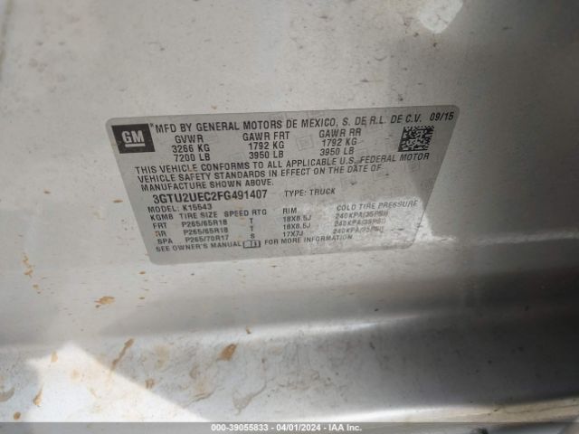 3GTU2UEC2FG491407 GMC Sierra 1500 Sle