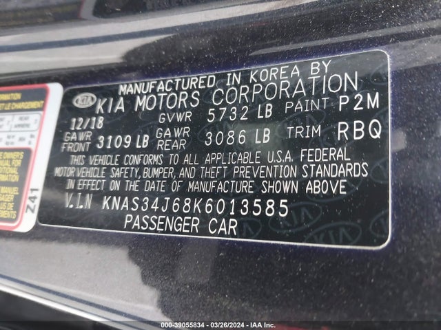 KIA K900 Luxury 2019 KNAS34J68K6013585 Image 9