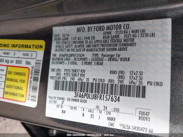 Ford Fusion Hybrid Se 2015 3FA6P0LU8FR157634 Image 9