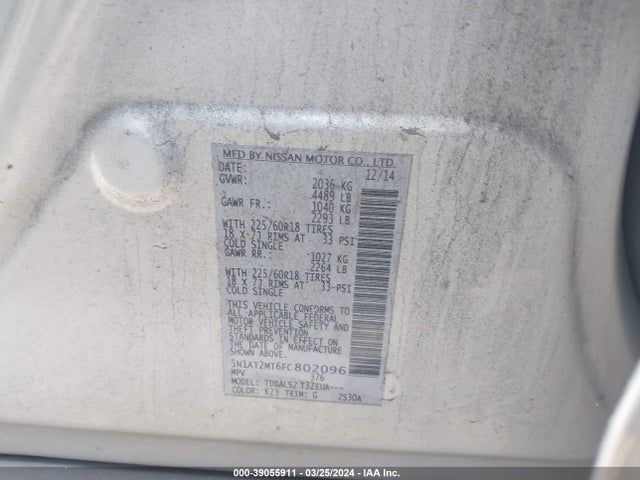 Nissan Rogue Sl 2015 5N1AT2MT6FC802096 Image 9