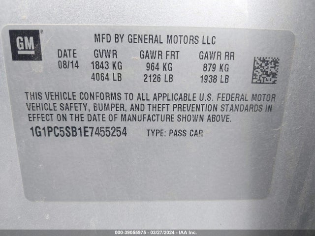Chevrolet Cruze 1lt Auto 2014 1G1PC5SB1E7455254 Image 9