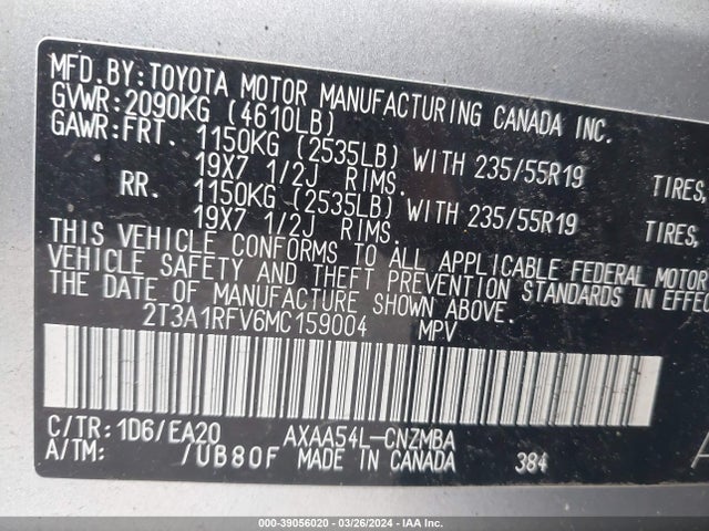 Toyota Rav4 Xle Premium 2021 2T3A1RFV6MC159004 Image 9