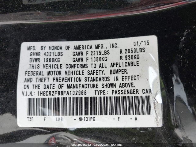 Honda Accord Ex-l 2015 1HGCR2F88FA102968 Image 9