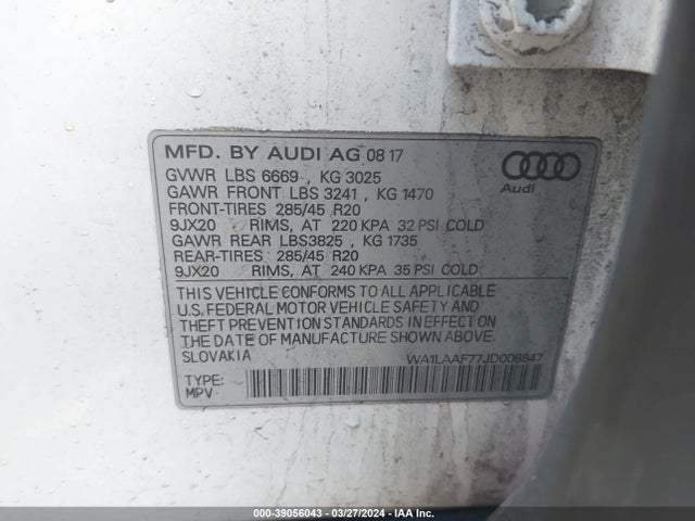 WA1LAAF77JD008847 Audi Q7 3.0t Premium