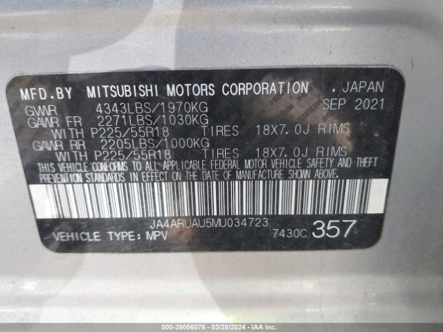 JA4ARUAU5MU034723 Mitsubishi OUTLANDER SPORT
