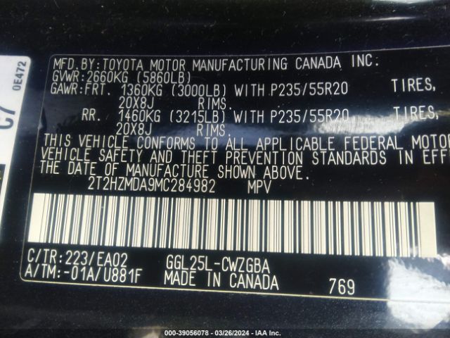 2T2HZMDA9MC284982 Lexus RX 350