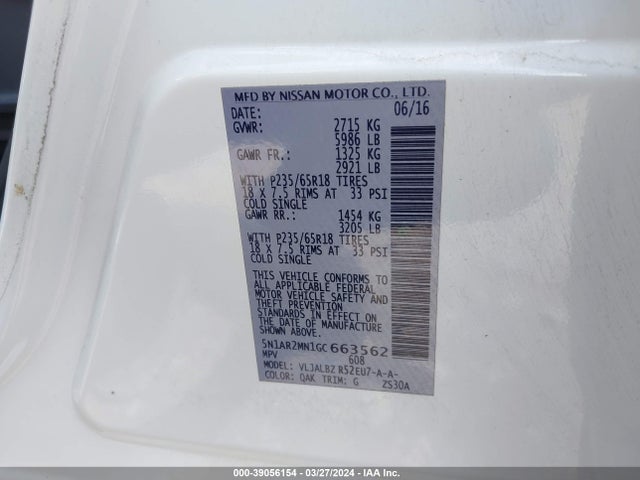 Nissan Pathfinder S 2016 5N1AR2MN1GC663562 Image 9