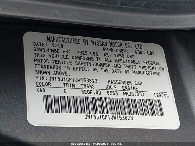 JN1BJ1CP1JW153623 Nissan Rogue Sport Sv