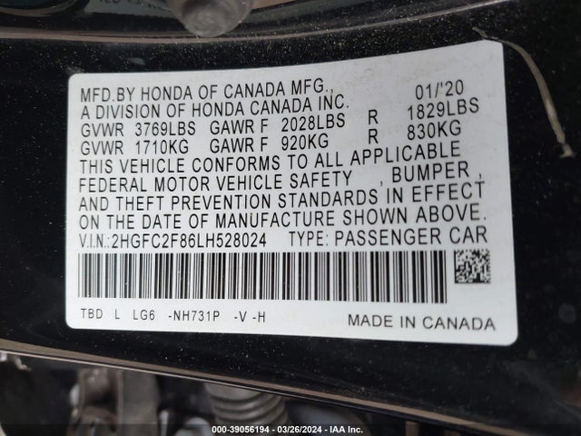 Honda Civic Sport 2020 2HGFC2F86LH528024 Image 9