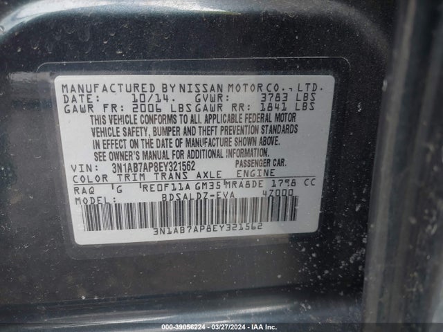 Nissan SENTRA SV 2014 3N1AB7AP8EY321562 Image 9