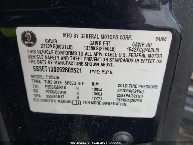 2006 SAAB 9-7X 5S3ET13S962805521 Photo 8