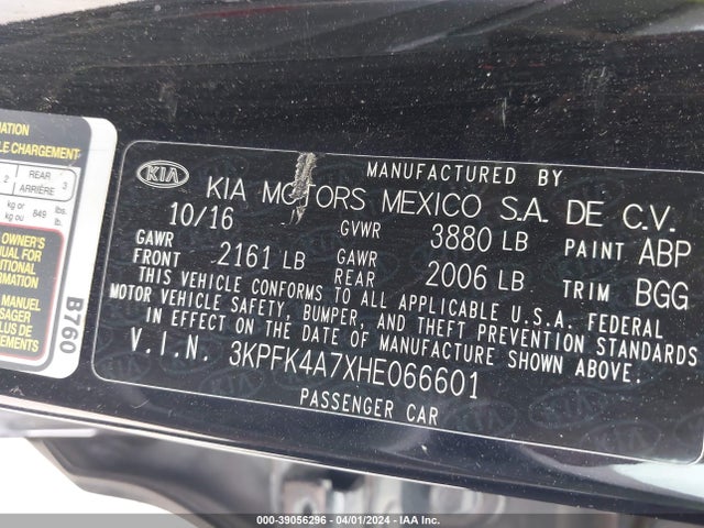 KIA FORTE LX 2017 3KPFK4A7XHE066601 Image 9