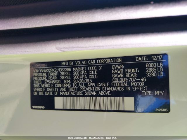 YV4A22PK2J1353396 Volvo Xc90 T6 Momentum